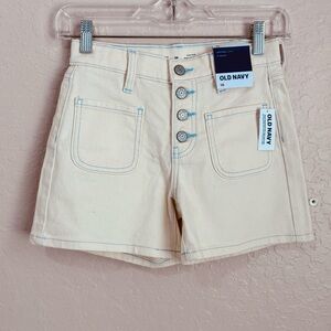 Old Navy Shorts NEW Girls 10 Cream Denim Button Fly Pockets Summer Beach Travel